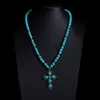 Collar Turquesa Estilo Étnico Retro Bohemio Collar Apilado Estilo Vaquero Occidental Cadena de Suéter de Alta Gama