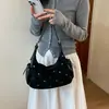 Bolsa de Axila Fosca de Bolinhas de Alto Padrão para Mulheres Outono Inicial Luxo Leve Versátil para o Dia a Dia Bolsa Dumpling Ombro Único Transversal