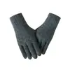 Guantes de cuadros de color sólido transfronterizos para hombres y mujeres, cálidos de invierno, forrados de felpa, tejido grueso tipo lana, pantalla táctil, guantes de alta gama