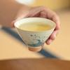 Mesa de hielo, taza de cubo de olas marinas en relieve pintada a mano, taza maestra de cerámica, taza individual, taza de té Kung Fu bajo esmaltado, taza de degustación