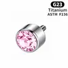 Stud de Titânio Liga F136 para Lábio Zircônia 5A Zircônia Redonda Stud para Orelha Cuidado com o Furo da Orelha Joia Piercing Stud para Lábio Stud para Implante Cabeça de Reposição