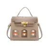 Bolso de mano tipo patchwork con cierre de broche y estampado de cocodrilo, estilo femenino con decoración calada, bolso de hombro y cruzado de moda para mujer