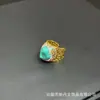 Anillo Nuevo Estilo con Incrustaciones de Cristal de Jade Natural, Anillo Abierto Hecho a Mano de Arcilla con Diamantes Completos, Joyería Personalizada, Suministro Transfronterizo