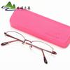 Resina de película ultraligera, elegante montura color vino tinto para dama, gafas de lectura de media montura a la moda, marca de gafas antiguas de luz, precio de mayoreo