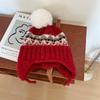 Chapéus de Outono e Inverno para Crianças Chapéus Fair Isle Quentes com Proteção para as Orelhas para Meninas Chapéus de Lã Tricotados para Meninos Chapéus Pulôver para Crianças Pequenas e Médias
