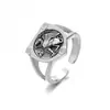 Anillo Abierto de Moneda Antigua de Grifo Estilo Étnico Retro Anillo para Dedo Índice Elegante de Nicho Femenino Anillo de Pareja Geométrico