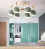 Novo lustre de coroa minimalista, luminária de sala de jantar estilo nórdico em ferro forjado, luz LED de economia de energia, lustre de cristal para quarto de princesa, estilo mid-century na cor creme