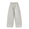 Calça esportiva casual masculina, nova coleção primavera/outono 2026, calça de moletom de cor sólida com perna larga, estilo de perna reta, calça da moda deste ano
