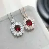 Suministro joyería de moda estilo europeo y americano colgante de granate natural piedra principal 7*9mm plata de ley s925 incrustaciones regalo de cumpleaños