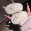 Diario de Niña ~ Pinza para el Cabello con Lazo Blanco Nevado Peludo Otoño e Invierno Brillante Dulce Atmósfera Accesorios para el Cabello Tocado