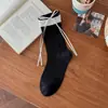 Calcetines para Mujer Dulces de Lunares con Lazo de Cinta Calcetines de Media Pantorrilla Color Japonés Bloque de Color Doble Canalé Borde Enrollado Calcetines de Ajuste Holgado Calcetines sin Costuras