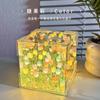 Cubo de Rubik Tulipa Luz Noturna Presente de Aniversário Saco de Material DIY Luz de Atmosfera de Mesa Menina Mar de Flores Enfeites de Espelho