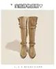 Botas plisadas de plataforma para mujer, nuevo estilo otoño e invierno, botas altas hasta la rodilla para personas petite, botas de moda con tacón grueso color marrón vintage