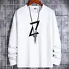 Camiseta de Manga Larga para Hombre 2023 Nueva Ropa para Hombre Primavera y Otoño Cuello Redondo Algodón Puro Camisa Básica de Estudiante Ropa de Otoño Top