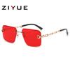 Novedad Gafas de Sol Sin Marco con Adorno Metálico para Mujer Famosas en Internet de Moda Gafas de Sol con Protección Solar Estilo Coreano Street Shot Gafas de Sol Delgadas