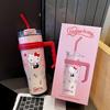 Comercio Exterior Sanrio Taza Térmica Gran Capacidad con Asa Popote Vaso de Agua Taza de Coche Venta al por Mayor Portátil Capacidad Extra Grande