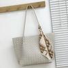 Bolso de Mano de Verano Suave de Piel de Vaca Tejido a Mano Cuero Genuino Bolso para Mujer Cesta de Verduras Hombro Bandolera Bolso de Compras Bolso para Madre