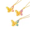 Loja de ouro com ouro e ouro de seda flutuante salto leve ouro borboleta pingente diy acessórios colar nova moda chinesa
