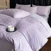 Conjunto de Roupa de Cama Quatro Peças de Algodão de Fibra Longa 60s Lavado, Toda em Algodão, Espessado, Escovado, Luxo Leve Classe A, Jacquard Bordado Tridimensional, Roupa de Cama 100% Algodão
