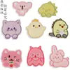 Etiqueta bordada por computadora original, pegatina bordada, dibujos animados de animales, conejos, gatos, accesorios de ropa, parche autoadhesivo, pegatina de tela