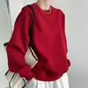 Sudadera Gruesa de Peso Pesado con Forro de Felpa, Corte Holgado Casual, Color Sólido para Mujer, Chaqueta Superior Versátil Otoño e Invierno para Hombre