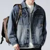 Jaqueta Jeans Primavera e Outono para Homens 2026 Novo Estilo Primavera Solta Tamanho Grande Jaqueta Casual para Trabalho Homens Meia-Idade Top