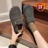 Sapatos femininos planos quentes com forro de fleece estilo Birkenstock, 2026 mais vendidos para outono/inverno, sapatos de algodão peludos para calçar e tirar, para uso externo
