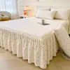 Faldón de Cama de Gasa de Doble Capa Engrosado Pieza Única Universal para Todas las Estaciones No es Sábana de Cama 100% Algodón Puro con Dobladillo Fruncido Cubierta Inferior fea Cubierta de Faldón de Cama