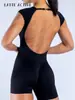 Conjunto de Yoga con Espalda Descubierta para Mujer Latte Girl, Levanta Glúteos, Adelgazante, Transpirable, de una Sola Pieza sin Mangas para Fitness y Running