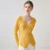 Estilo elegante~Suéter de malha 100% caxemira, corte justo e gracioso, para mulheres, blusa top francesa, peça íntima, peça de uso externo