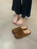Nuevas Sandalias Mula de Gamuza para Mujer Primavera y Verano 2025, Zapatos Planos de Gamuza con Punta y Tacón Bajo, Medias Zapatillas Simples con Puntera