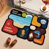 Alfombra Antideslizante para Baño con Puzzle Geométrico Dibujos Animados Diatomeas Absorbente de Agua Alfombrilla Gruesa Linda para Entrada de Inodoro