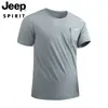 Camiseta de Verano para Hombre Jeep con Sensación de Frescura, Secado Rápido, Cuello Redondo, Manga Corta, Cremallera, Bolsillo en el Pecho, Tecnología Sin Costuras, Camiseta para Deporte y Fitness
