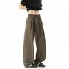 Nuevos Pantalones Casuales de Pierna Ancha Estilo Americano Otoño para Hombres y Mujeres Holgados con Cordón Caída Plisados Deportivos Largos Estilo Pareja