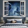 Fondo de Tela para Ventana de Paisaje Marino Tela Colgante ins Decoración de Pared Pintura de Paisaje Marino de Flores para Mesita de Noche de Dormitorio Tapiz Nocturno para Habitación