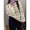 Suéter Jacquard Vintage, Ropa de Punto Estilo Casual para Mujer, Nuevo Invierno 2026 Coreano Dongdaemun Top de Nicho para Otoño e Invierno