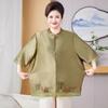 Casaco Gordo de Primavera para Mães Plus Size Gordo Seção Fina Mulheres de Meia-Idade e Idosas Tops de Primavera e Outono Camiseta Manga Três Quartos Cor