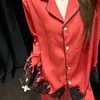 Pijama de Lujo Ligero Estilo Francés para Mujer, Color Sólido con Ribete de Encaje, Nuevo Conjunto de Dos Piezas 2026, Ropa de Casa que se Puede Usar Afuera