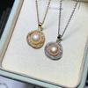 Elegante Juego de Pendientes de Aro de Perlas Estilo Francés, Simple y Único Aro de Aguja de Plata Versátil Collar de Circonia, Exclusivamente para Ventas Transfronterizas