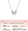 Cadena para Clavícula de Plata de Ley S925 Mariposa en Capas Moissanita, Lujo Ligero, Transparente, Estilo Nicho, Regalo para Novia, Colgante, Artículo Popular en Transmisión en Vivo
