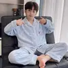 Pijama térmico para niños de otoño e invierno, forrado de forro polar, cálido conjunto de ropa de estar de manga larga con estampado de dibujos animados para niños