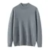 Suéter Masculino Gola Redonda 100% Caxemira Pura, Suéter de Malha Grossa Lisa para Outono e Inverno, Camada Base Espessa e Quente