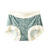 Cintura Alta Estilo Fresco Floral Estilo Playa Alta Elasticidad Cómodo Borde Sin Marca Seda de Morera 5A Entrepierna Bacteriostática Talla Grande Ropa Interior para Mujer