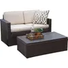 Juego de Sofá de Ratán para Sala de Estar, Balcón de Apartamento Pequeño, Silla de Ratán de Ocio, Mesa de Café para Patio Exterior, Muebles Impermeables para Exteriores