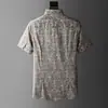 Camisa Masculina de Verão de Luxo Leve de Manga Curta Slim Fit Paisley, Camisa Masculina Casual Versátil de Manga Curta sem Amassados