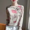 Lyocell Tencel 2026 Primavera/Verão Feminino Tie-Dye Curto Casual Gola Redonda Manga Longa Camada Base Experimente o Top Versátil