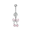 Gabe Moda Europeia e Americana Transfronteiriça Estilo Tendência Coração Rosa Cereja Personalizado Piercing para Umbigo Joia