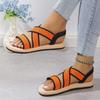 Amazon cross-border plus size tecido sandálias de plataforma femininas simples cor combinando elástico sandálias de praia desejo