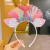 2024 Nova Tiara Peruca Cabeça de Unicórnio da Amazon Acessórios de Cabelo Infantis Fofo Desenho Animado Sereia Adorno de Cabeça