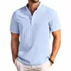 Nueva Camisa Henry a Rayas de Algodón y Lino Retro para Hombre Nueva Casual Holgada Transfronteriza Amazon Wish2024